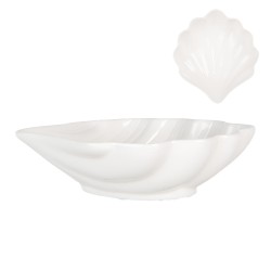 Clayre & Eef Schale Muschel 16x15x4 cm Weiß Keramik