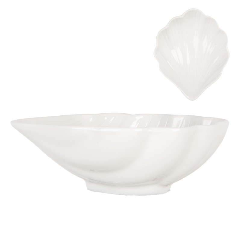 Clayre & Eef Bowl Shell 12x10x4 cm White Ceramic