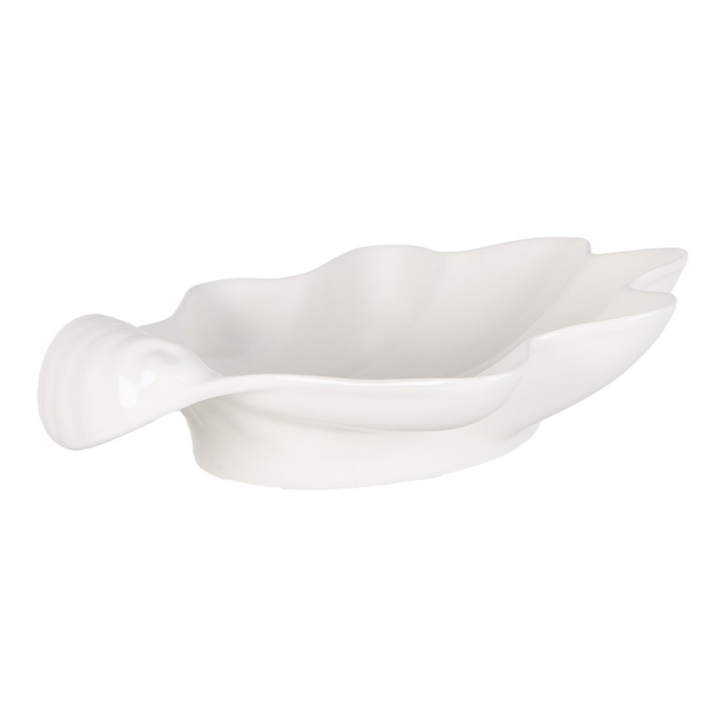 Clayre & Eef Schale Muschel 23x22x6 cm Weiß Keramik