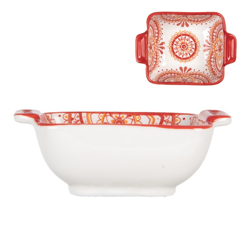 Clayre & Eef Kom 75 ml Wit Rood Keramiek