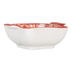 Clayre & Eef Bowl 75 ml White Red Ceramic