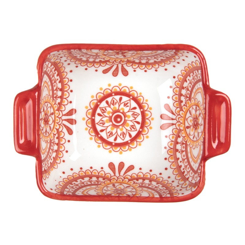 Clayre & Eef Kom 75 ml Wit Rood Keramiek