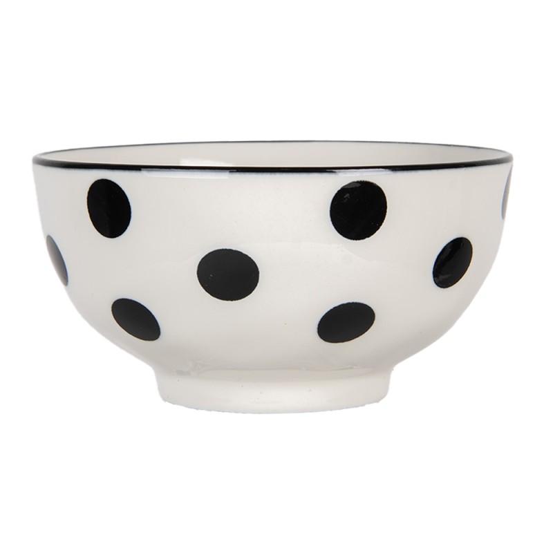 Clayre & Eef Bowl 125 ml White Black Ceramic