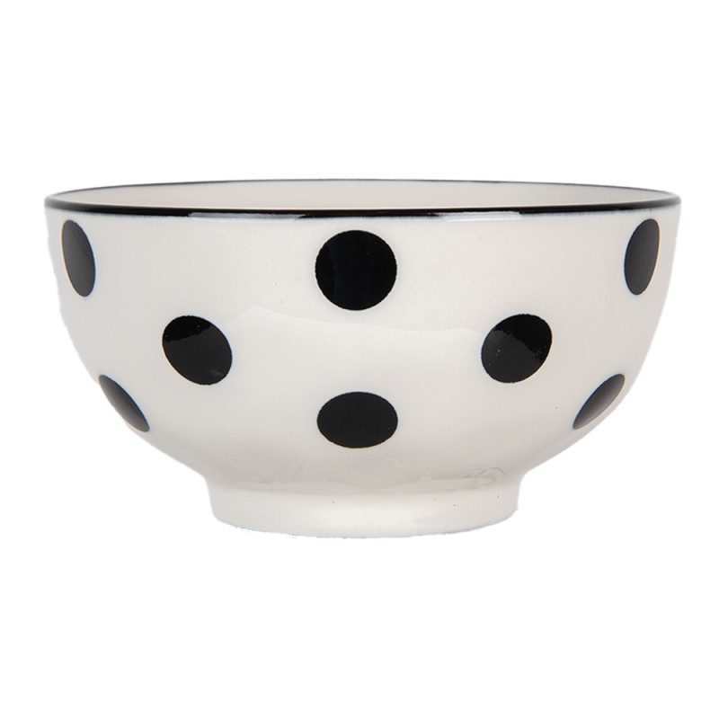Clayre & Eef Bowl 125 ml White Black Ceramic