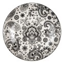 Clayre & Eef Piatto per la colazione Ø 21x3 cm Bianco Nero Ceramica