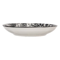 Clayre & Eef Piatto per la colazione Ø 21x3 cm Bianco Nero Ceramica