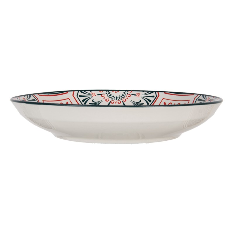 Clayre & Eef Piatto per la colazione Ø 21x3 cm Bianco Rosso  Ceramica