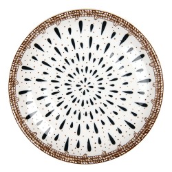 Clayre & Eef Piatto per la colazione Ø 21x3 cm Bianco Marrone  Ceramica