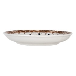 Clayre & Eef Piatto per la colazione Ø 21x3 cm Bianco Marrone  Ceramica