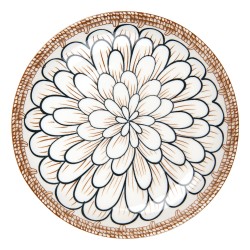 Clayre & Eef Assiette de petit déjeuner Ø 21x3 cm Blanc Marron Céramique