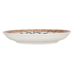 Clayre & Eef Assiette de petit déjeuner Ø 21x3 cm Blanc Marron Céramique
