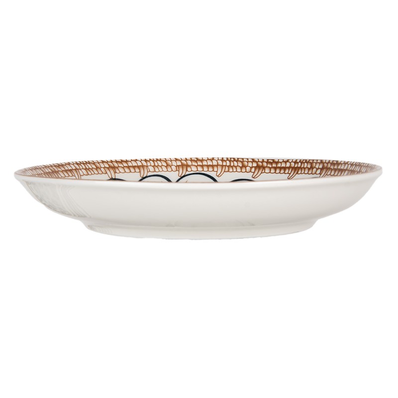Clayre & Eef Breakfast Plate Ø 21x3 cm White Brown Ceramic