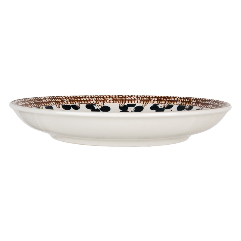 Clayre & Eef Breakfast Plate Ø 21x3 cm White Black Ceramic