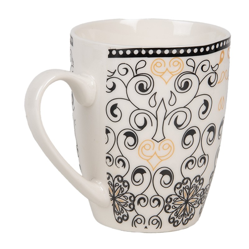 Clayre & Eef Tasse 300 ml Weiß Schwarz Keramik