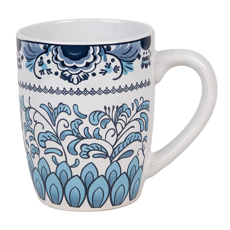 Clayre & Eef Mok 300 ml Wit Blauw Keramiek