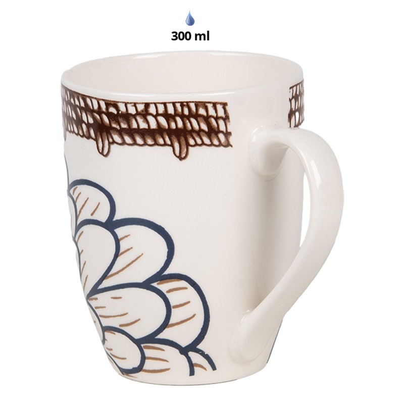 Clayre & Eef Mug 300 ml Blanc Marron Céramique