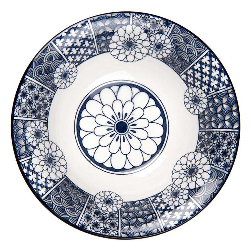 Clayre & Eef Scodella Ø 18x6 cm Bianco Blu  Ceramica
