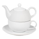 Clayre & Eef Tea for One 350 ml Bianco Ceramica