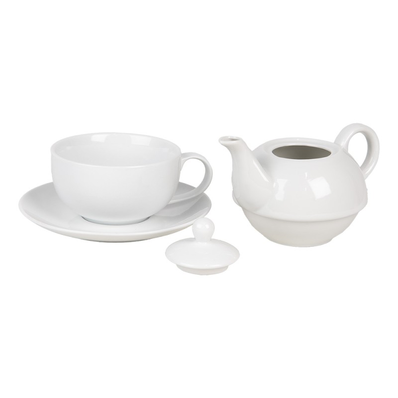 Clayre & Eef Tea for One 350 ml Bianco Ceramica