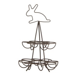 Clayre & Eef Egg Holder Ø 17x28 cm Brown Metal Rabbit