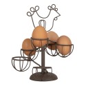 Clayre & Eef Egg Holder Ø 17x23 cm Brown Metal Chicken