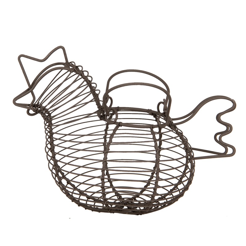 Clayre & Eef Egg basket Chicken 23x14x17 cm Brown Metal