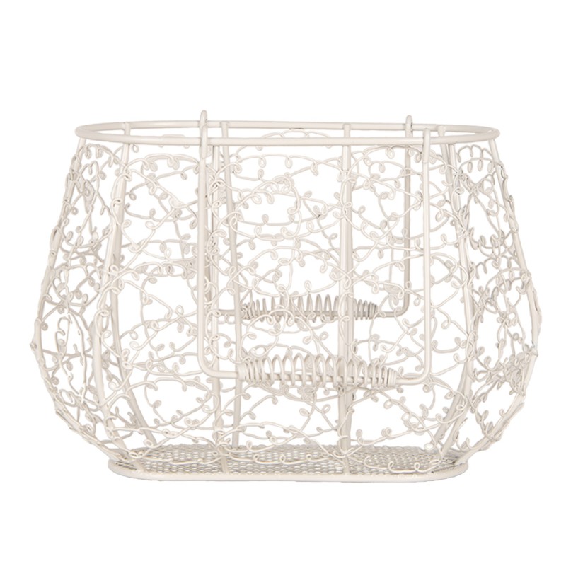 Clayre & Eef Aufbewahrungskorb 23x14x16 /28cm Weiß Metall