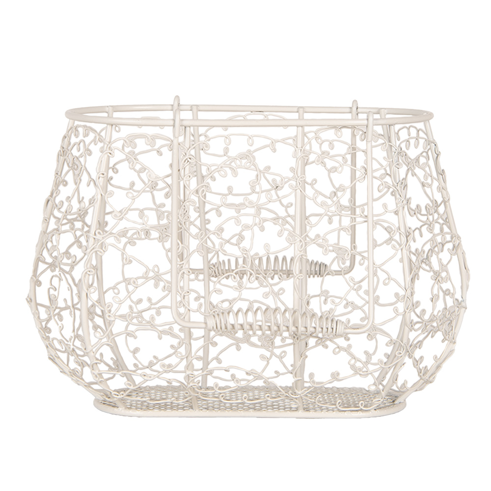 Clayre&Eef Opbergmand 23x14x16 /28cm Wit Metaal afbeelding