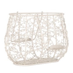 Clayre & Eef Aufbewahrungskorb 23x14x16 /28cm Weiß Metall