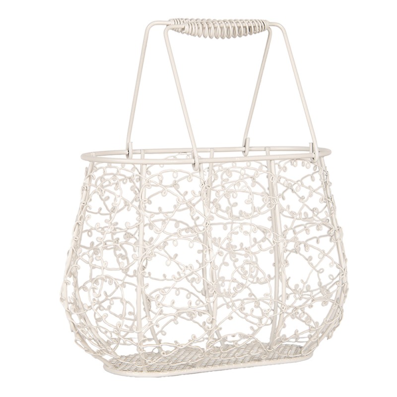 Clayre & Eef Aufbewahrungskorb 23x14x16 /28cm Weiß Metall