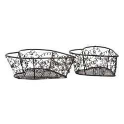 Clayre & Eef Aufbewahrungsbox 2er Set 16x16x5 / 12x12x5 cm Braun Metall