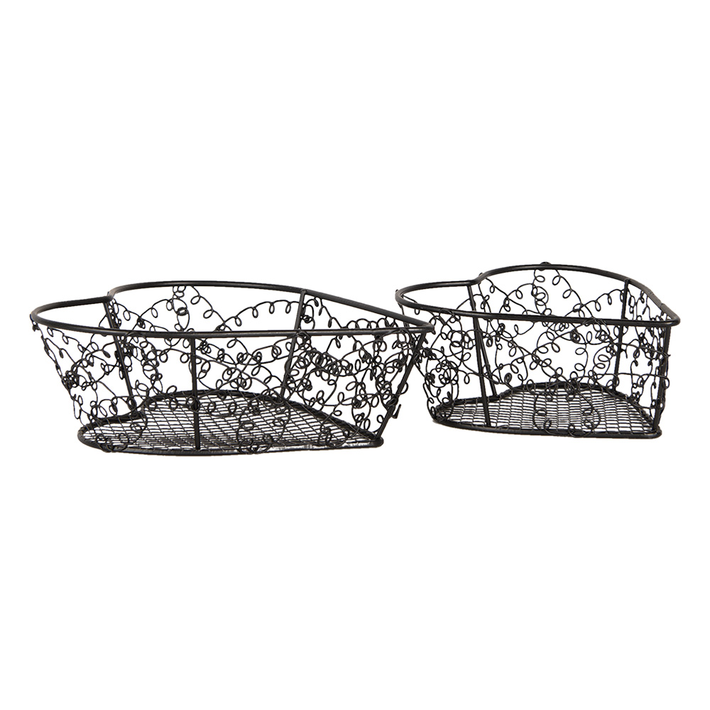 Clayre&Eef Opbergdoos Set van 2 16x16x5 / 12x12x5 cm Bruin Metaal afbeelding