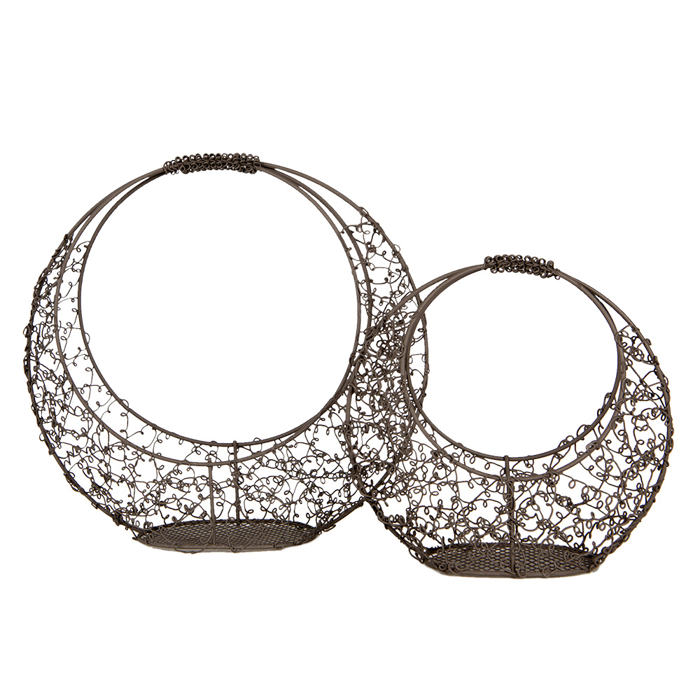 Clayre&Eef Opbergmand Set van 2 30x10x28 / 22x8x20 cm Bruin Metaal afbeelding