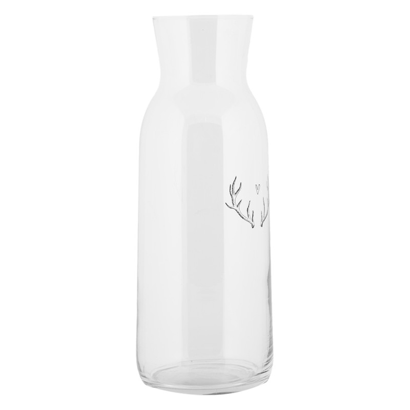 Clayre & Eef Carafe 1000 ml Transparent Glass Antler