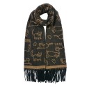 Clayre & Eef Winter Scarf Women 65x180 cm Brown Cat