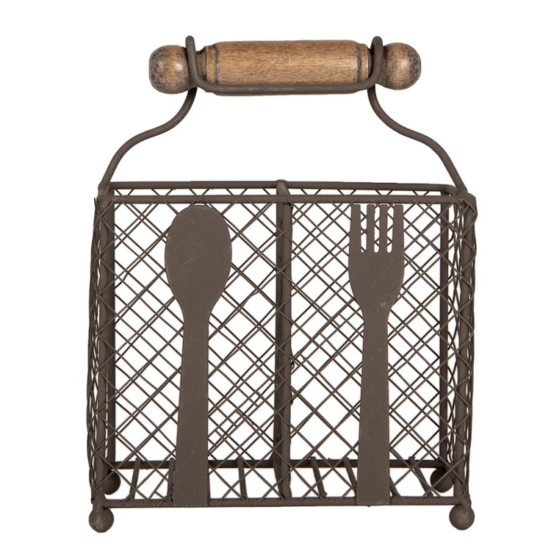 Clayre & Eef Besteckhalter 19x11x24 cm Braun Metall