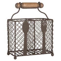 Clayre & Eef Porte-couverts 19x11x24 cm Marron Métal