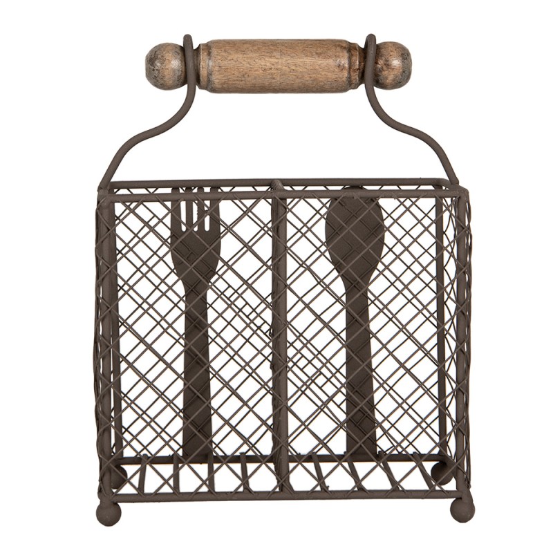 Clayre & Eef Besteckhalter 19x11x24 cm Braun Metall
