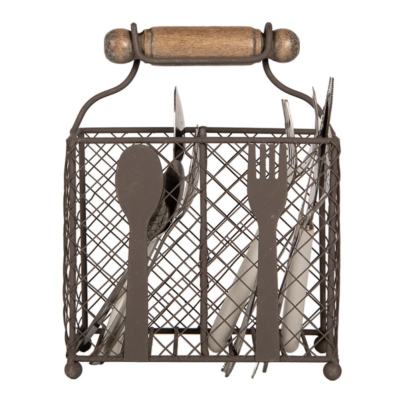 Clayre & Eef Besteckhalter 19x11x24 cm Braun Metall