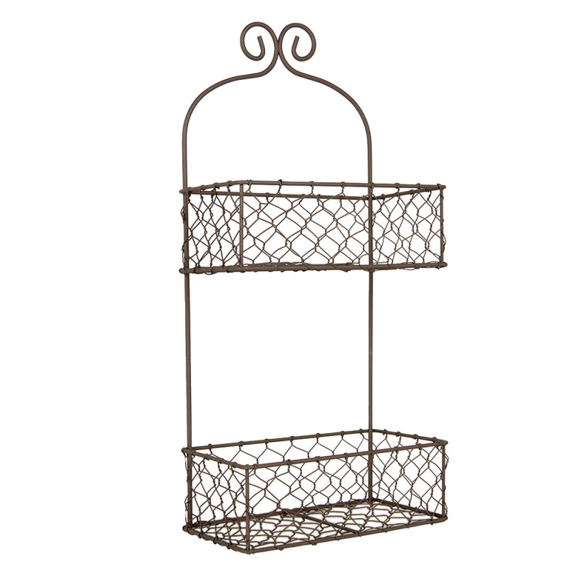 Clayre & Eef Basket Rack 20x12x45 cm Brown Metal