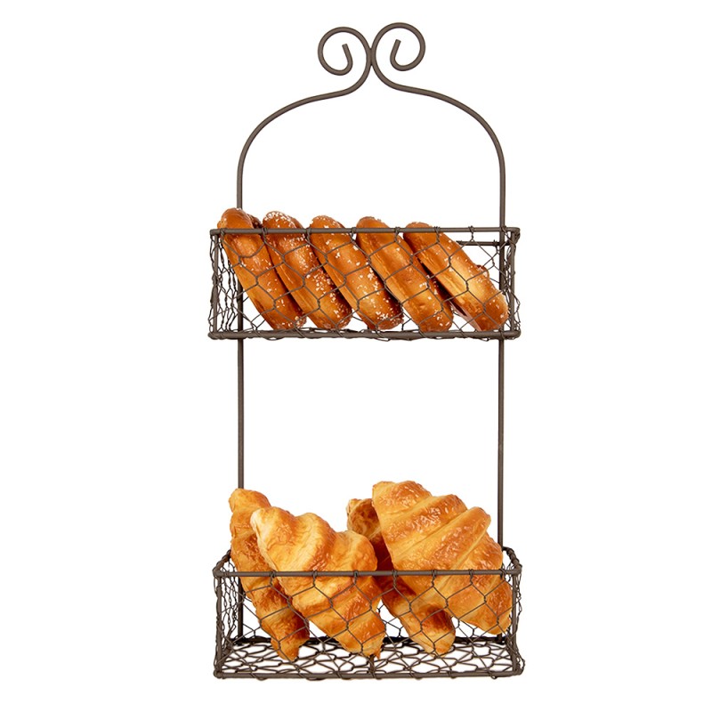 Clayre & Eef Basket Rack 20x12x45 cm Brown Metal