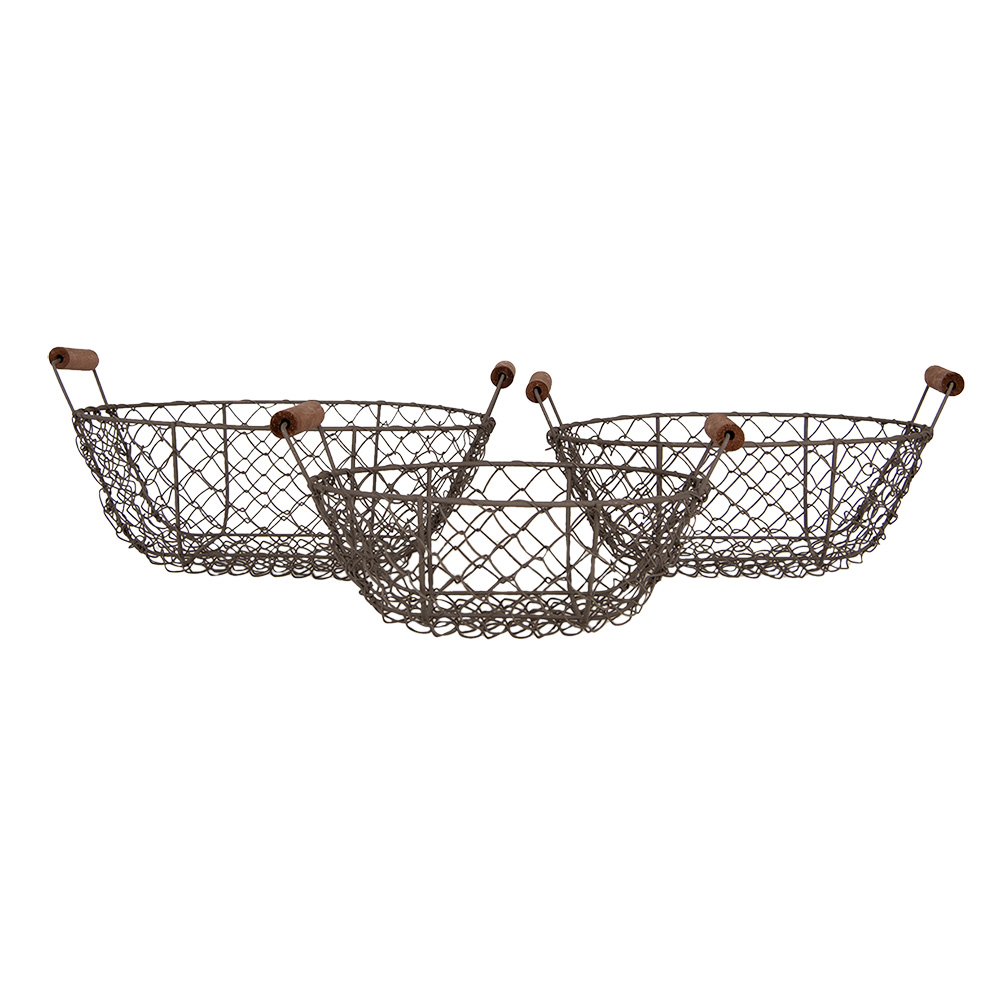 Clayre&Eef Opbergdoos Set van 3Ø 27 / Ø 24 / Ø 21 cm Bruin Metaal afbeelding