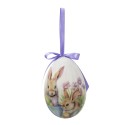Clayre & Eef Easter ornament set of 6 Egg Ø 7x10 cm Multicoloured Plastic Rabbits