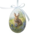 Clayre & Eef Easter ornament set of 6 Egg Ø 7x10 cm Multicoloured Plastic Rabbits