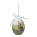 Clayre & Eef Easter ornament set of 6 Egg Ø 7x10 cm Multicoloured Plastic Rabbits