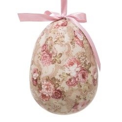 Clayre & Eef Ensemble de 2 pendentifs de Pâques Œuf Ø 9x12 cm Multicolore Plastique Fleurs