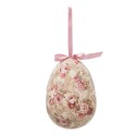 Clayre & Eef Ensemble de 2 pendentifs de Pâques Œuf Ø 9x12 cm Multicolore Plastique Fleurs
