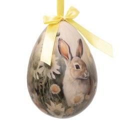 Clayre & Eef Ensemble de 2 pendentifs de Pâques Œuf Ø 11x15 cm Multicolore Plastique Lapin