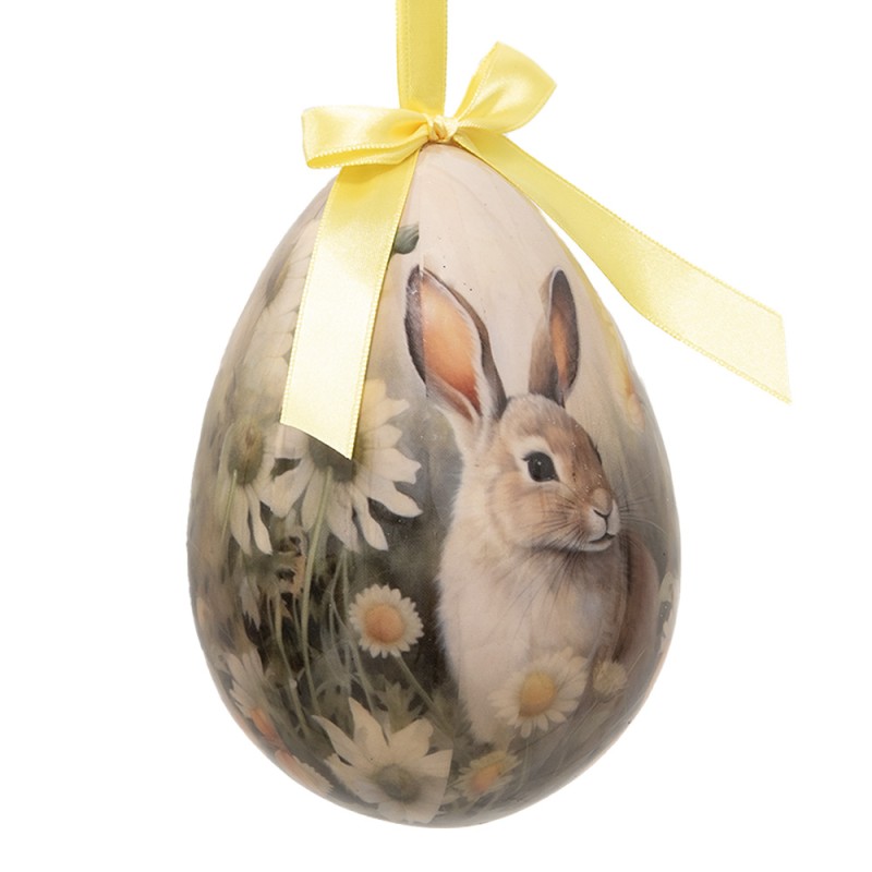 Clayre & Eef Ensemble de 2 pendentifs de Pâques Œuf Ø 11x15 cm Multicolore Plastique Lapin