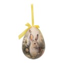 Clayre & Eef Ensemble de 2 pendentifs de Pâques Œuf Ø 11x15 cm Multicolore Plastique Lapin